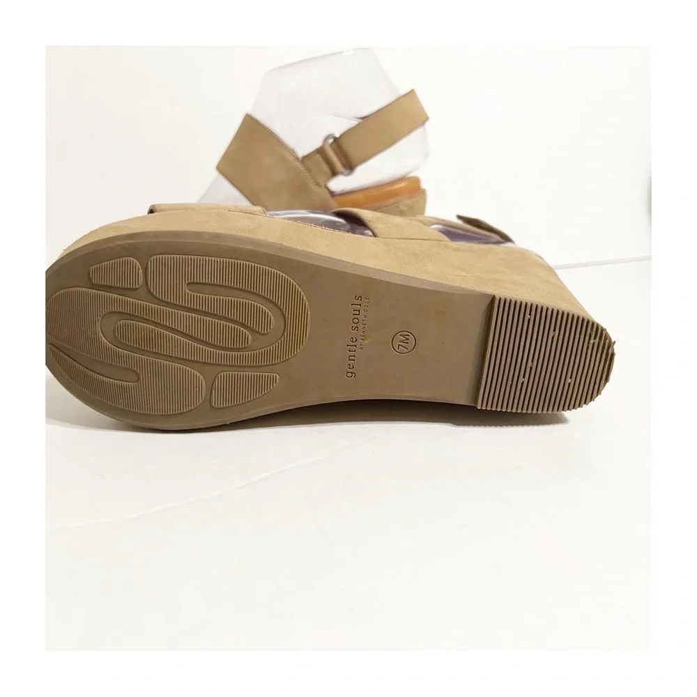 gentle souls Tan Two-Strap Wedge Sandals